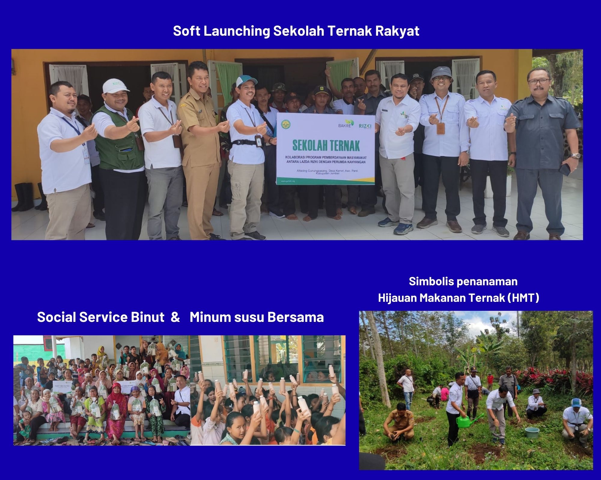 Soft Launching Sekolah Ternak Kolaborasi program pemberdayaan ekonomi masyarakat antara RIZKI (Rumah Itqon Zakat dan Infak)  dengan Perumda Perkebunan Kahyangan Jember